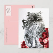 Carte Postale CUISINE AVEC ROSES ROUGES, Noir et Blanc (Devant / Derrière)