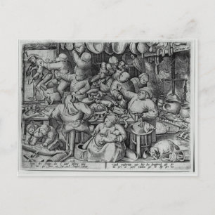 Carte Postale Cuisine grasse par Pieter Bruegel l'Ancien