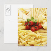 Carte Postale cuisine italienne. Pâtes et tomates. (Devant / Derrière)