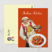Carte Postale CUISINE ITALIENNE Recette Jaune Orange (Devant / Derrière)