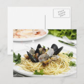 Carte Postale cuisine italienne. Spaghetti alle vongole. (Devant / Derrière)