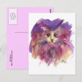 CARTE POSTALE CUISINE PURPLE, PORTRAIT DE CHAT DE CUISINE AVEC P (Devant / Derrière)