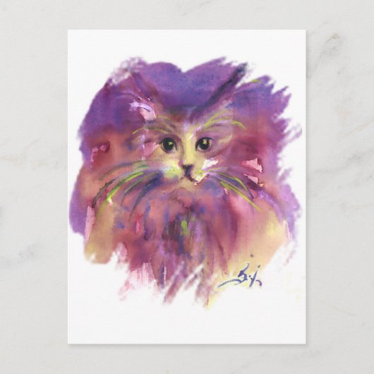 CARTE POSTALE CUISINE PURPLE, PORTRAIT DE CHAT DE CUISINE AVEC P (Devant)