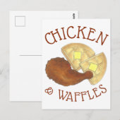 Carte Postale Cuisine soule classique Poulet frit et gaufres Din (Devant / Derrière)