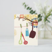 Carte Postale Cuisine toscane - Ustensiles sur floral. (Debout devant)