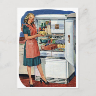 Carte Postale Cuisine vintage Retro Femmes les années 50 Réfrigé