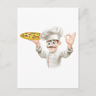 Carte Postale Cuisiner en tenant une pizza savoureuse