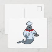 Carte Postale Cuisinier avec poêle et spatule (Devant / Derrière)