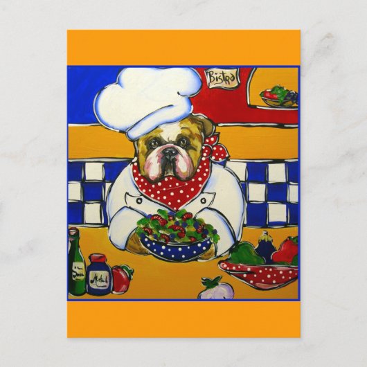 Carte Postale Cuisinier Bouledogue (Devant)