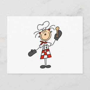 Carte Postale Cuisinière avec maniques et cuillère en bois