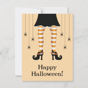Carte Postale Cuisses de Sorcière Orange et Araignées Joyeux Hal