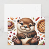 Carte Postale Cuite Otter Avec Thanksgiving (Devant / Derrière)