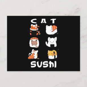 Carte Postale Cuite Sushi Chat Japonais Cuisine japonaise