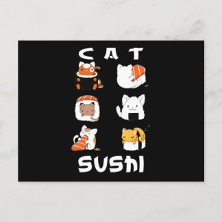 Carte Postale Cuite Sushi Chat Japonais Cuisine japonaise