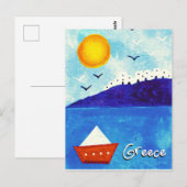 CARTE POSTALE CUL BLEU BLANC ROUGE EAU COULEUR GREC BATEAU (Devant / Derrière)