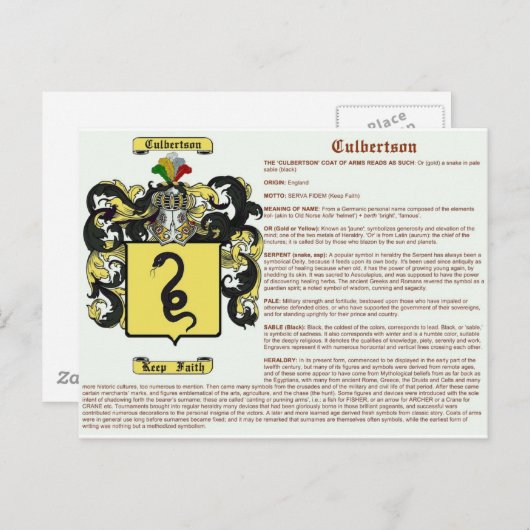 Carte Postale Culbertson (sens) (Devant / Derrière)