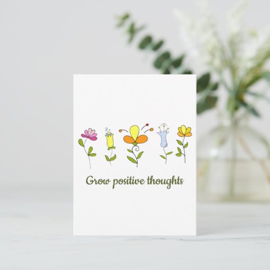 Carte Postale Cultiver des pensées positives fleurs (Debout devant)