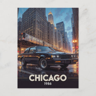 Carte Postale Culture de la route nocturne de Chicago 1986 Illin