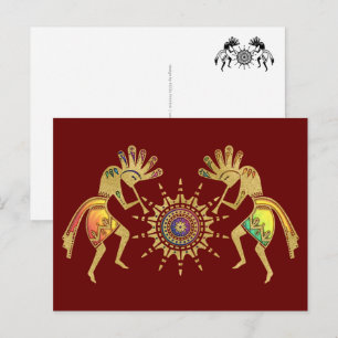 Carte Postale Culture native américaine - Sun Dancing Kokopelli