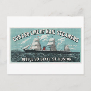 Carte Postale Cunard Line of Mail Steamers Publicité Vintage