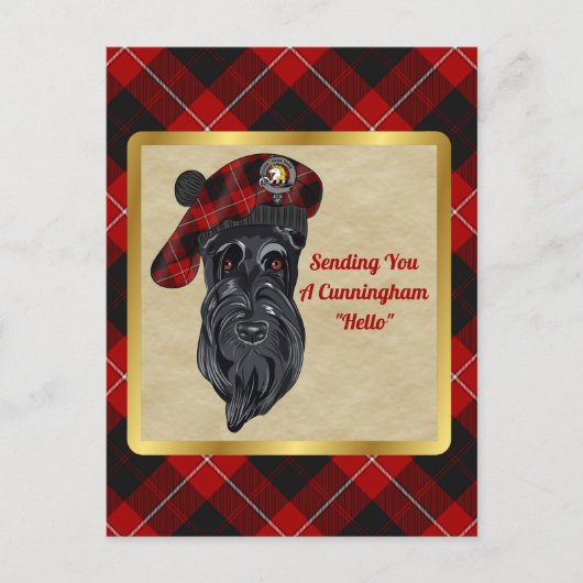 Carte postale Cunningham Clan Badge & Tartan (Devant)