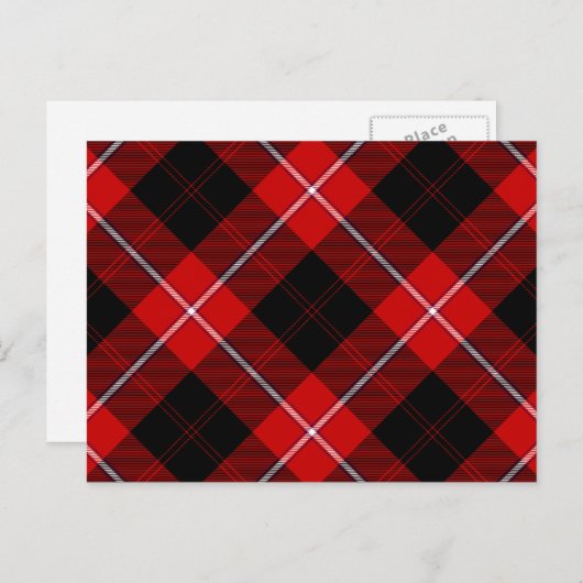 Carte Postale Cunningham Tartan rouge noir (Devant / Derrière)