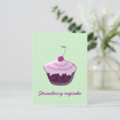 Carte Postale cupcake à la fraise (Debout devant)