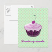 Carte Postale cupcake à la fraise (Devant / Derrière)