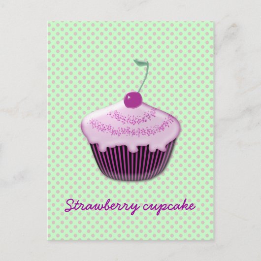 Carte Postale cupcake à la fraise (Devant)