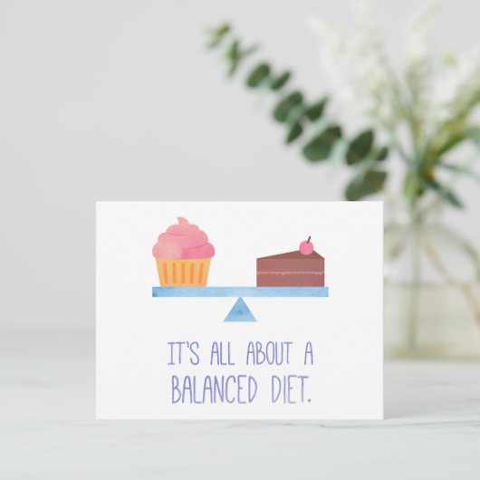 Carte Postale Cupcake À Propos D'Un Régime Alimentaire Équilibré (Debout devant)