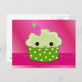 Carte Postale Cupcake à visage doux (Devant / Derrière)