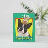 Carte Postale Cupcake anniversaire - Boston Terrier (Debout devant)