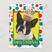Carte Postale Cupcake anniversaire - Boston Terrier (Devant)