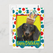 Carte Postale Cupcake anniversaire - Dachshund - Winston (Devant / Derrière)