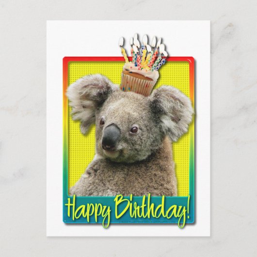 Carte Postale Cupcake anniversaire - Koala (Devant)