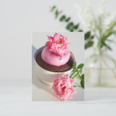 Carte Postale Cupcake au chocolat avec Rose rose (Debout devant)