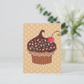 Carte Postale Cupcake au chocolat et cerise (Debout devant)