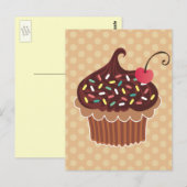 Carte Postale Cupcake au chocolat et cerise (Devant / Derrière)