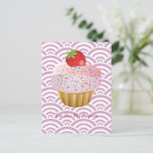 Carte Postale Cupcake aux fraises (Debout devant)