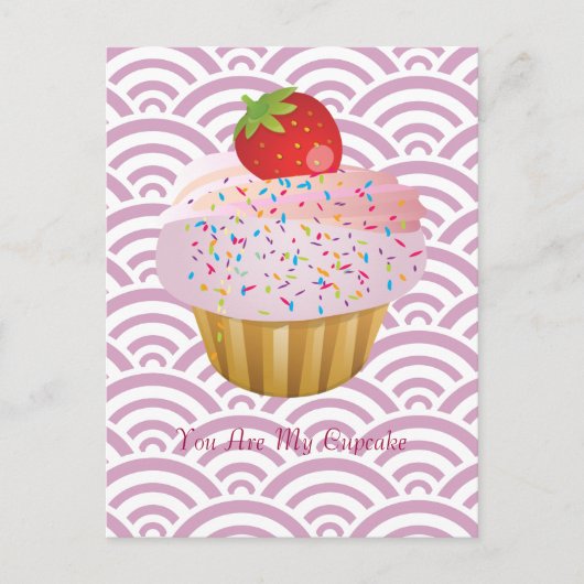 Carte Postale Cupcake aux fraises (Devant)
