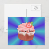 Carte postale Cupcake aux fraises (Devant / Derrière)