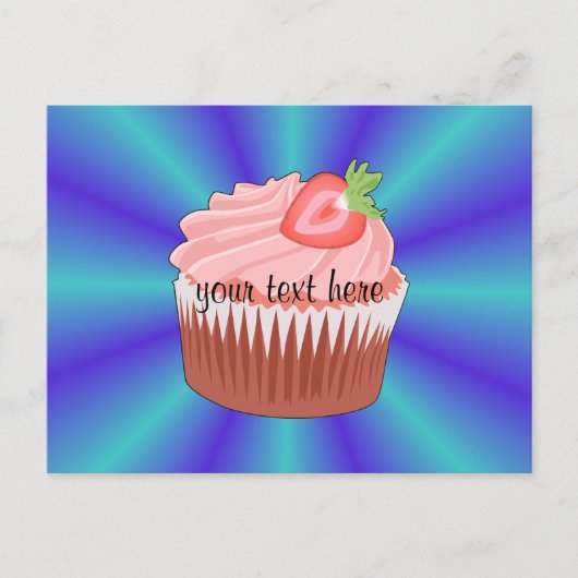 Carte postale Cupcake aux fraises (Devant)