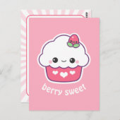 Carte Postale Cupcake aux fraises mûres (Devant / Derrière)