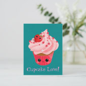 Carte Postale Cupcake aux fraises mûres (Debout devant)