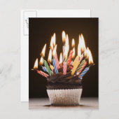 Carte Postale Cupcake avec bougies d'anniversaire (Devant / Derrière)