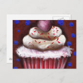 Carte Postale Cupcake avec coeur (Devant / Derrière)