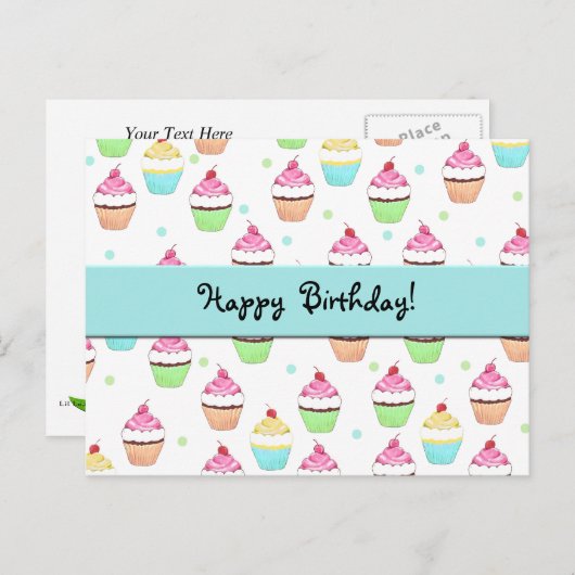 Carte postale Cupcake Bird (Devant / Derrière)