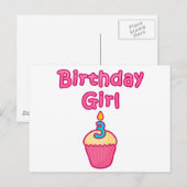 Carte Postale Cupcake Birthday Girl 3 (Devant / Derrière)