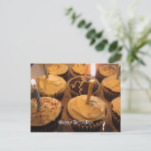 Carte Postale Cupcake d'anniversaire avec bougies (Debout devant)