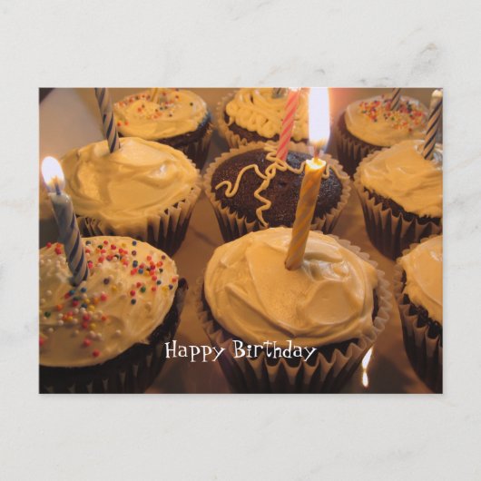 Carte Postale Cupcake d'anniversaire avec bougies (Devant)